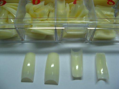 Transmen(TM) 500pcs Lady French Acrylic Style/ FULL COVER/ HALF COVER Artificial False Nails WITH CLEAR BOX, color Natural , Clear and White available (Half Cover Natural) by Transmen