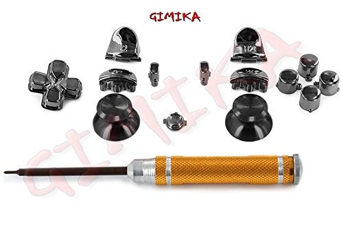 PS4 GUN METAL Aluminum Thumbsticks + Dpad R1,L1,R2,L2 +Share,Option,Home,Buttons ABS Plastic+ Metal Screwdriver Double Sided Easy-Palm-Screw T8/000 Phillip