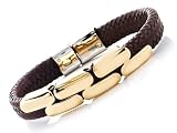 Brown Braided Leather Bracelet With Gold Plated Stainless Steel Clasps And Magnetic Clasp