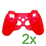 GTMax 2x Red Silicone Cover Case for Sony PS3 Controller