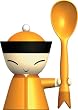 A di Alessi ASG82 Y Mr.Chin Eierbecher mit Salzstreuer und L�ffel aus thermoplastischem Harz, gelb