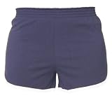 Solid NAVY BLUE retro jersey white side stripe sport shorts available in 5 adult sizes XS to XL elastic waist