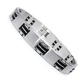 Men's Stainless Steel / Rubber Bracelet 9 Inch can be sized down