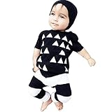 MIOIM ベビー 服 夏 シャツ ロングパンツ 子供 女の子 男の子 ブラック 白 横縞 三角形 かっこいい かわいい 70 80 90 100 cm