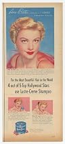 1953 Anne Baxter Photo Lustre Creme Shampoo Print Ad (14097)