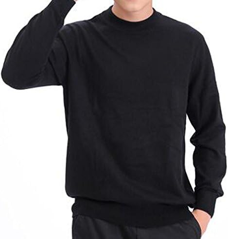 METERDE Men's Cashmere Winter Knit Jumper Basic Pullover Sweater Black L