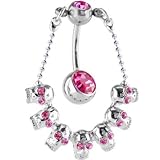 Passion Pink SKULL CHANDELIER Top Dangle Belly Ring