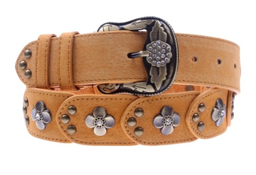 Herebuy - Vintage Leather Belts for Women Western Cowgirl Rhinestone Belts