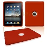 Apple IPAD Combo Solid Red Silicon Skin Case + LCD Screen Protector for Apple IPAD
