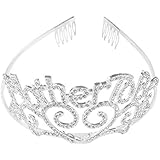 Metal Mother To Be Silver Tiara Hearts Crown with Sparkling Rhinestones for Baby Shower Future Expecting Mom Accessory and Decorations Gift by Super Z Outlet&reg;