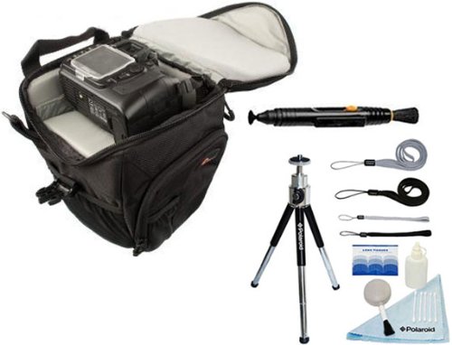 Professional Snug-In SLR Holster Bag with Adjustable Shoulder Strap + Accessory Kit For Panasonic Lumix DMC-GH1/GH2/G10/GX1/GX1X D-SLR Digital Cameras
