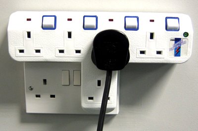 New 5 Way Plug Socket Extension Adapter Surge Protector