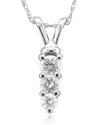 14k White Gold 3-Stone Diamond Pendant Necklace (GH, SI1-SI2, 0.25 carat)