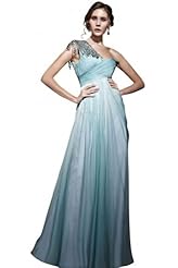 A-line Cocktail Floor Length Chiffon/Organza/Satin Pleated Beaded One Shoulder Sleeveless Evening Dress/Homecoming Dress/Pageant Dress/Prom Dress/Party Dress/Wedding Dress 