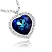 Fancy Blue Swarovski Crystal Heart Statement Pendant Necklace Fashion Jewelry