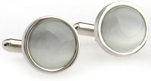Classic Round White Opal Cufflinks