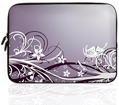 Grey Stretchy Flowers Notebook Computer Case Laptop Sleeve Pattern for HP Laptop, Computer, Dell Laptop, Apple Laptop, Macbook Air - 12 inch
