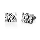Stainless Steel Zebra Pattern Cufflinks for Men