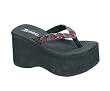 3 1/2 Inch Trendy Gothic Sandal Punk Shoe Black Flip Flop Red Cherries Demonia