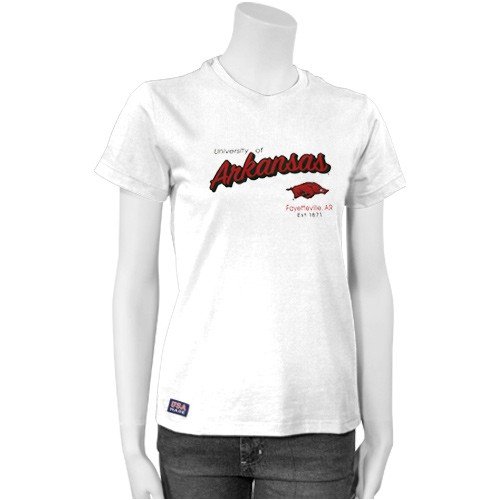 Arkansas Razorbacks Ladies White Established T-shirt