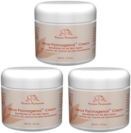 Venus Pycnogenol Cream Optimal Potency Aromatherapy Formula 3-2oz Jars Best Value Pack