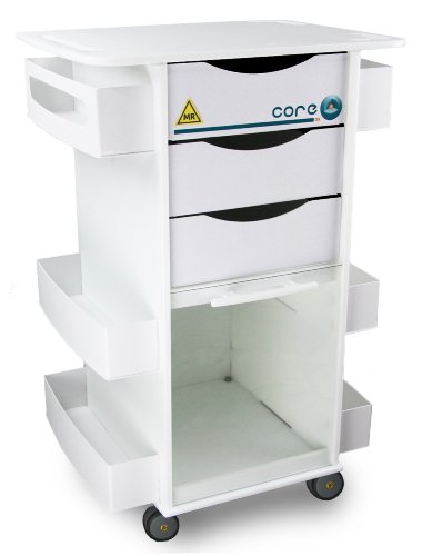 TrippNT 51728 High Density Polyethylene/ABS MRI Core DX Storage Lab Cart with 2-3/8" Rubber Caster, 23" Width x 35" Height x 17" Depth, 6 Shelves