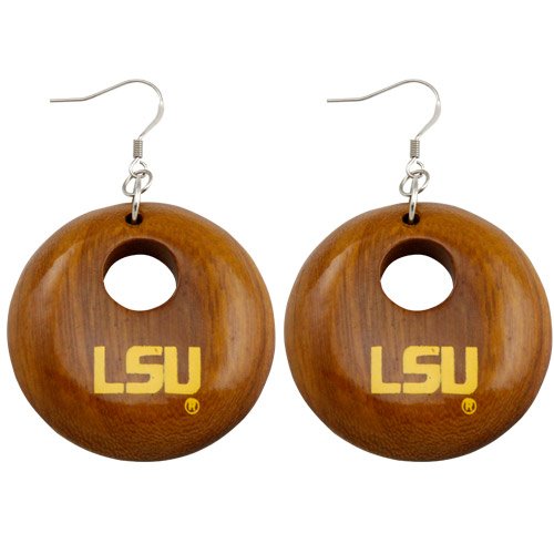 Dayna U LSU Tigers Round Wooden Earrings