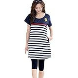 SALICO マタニティウェア 　ワンピース 　[ボーダー マリン タイプ] 　レディース 授乳口付き [服を 着たまま 簡単 授乳] (Ｌ)