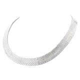 Sterling Silver 8 Rows Solid Bismarck Necklace 18