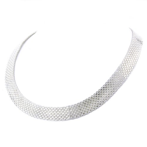 Sterling Silver 8 Rows Solid Bismarck Necklace 18