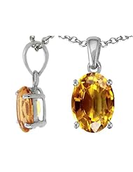 Tommaso Design (tm) Oval 8x6mm Genuine Citrine Pendant