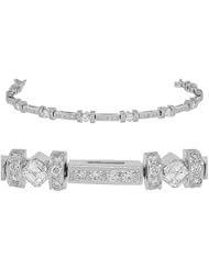 Diamond Bracelet - Platinum Diagonal Bar-Style Diamond Tennis Bracelet