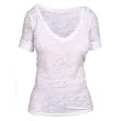 White All Over Classic Print Burnout Burn Out Partially See through Deep V Tee, Fashion Forward!