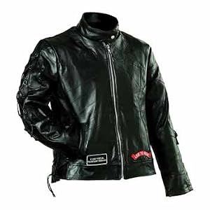 Diamond PlateTM Ladies Rock Design Genuine Buffalo Leather Motorcycle Jacket - Medium