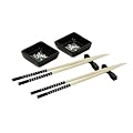 Premier Housewares 6-Piece Sushi Set, 2 Black Dishes/ 2 Chopsticks/ 2 Rests
