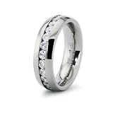 6MM Ladies Eternity Titanium Ring Wedding Band with CZ sizes 5 to 8