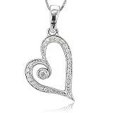 14k White Gold Heart Diamond Necklace Pendant (GH, SI-I, 0.10 carat)