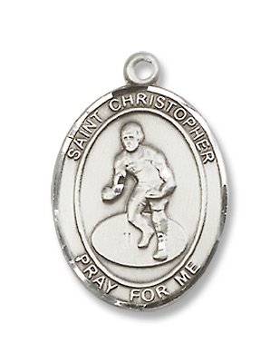 St. Christopher Sport Wrestling Sterling Silver Medal with 18″ Sterling Chain Patron Saint