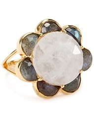 Katie Diamond "Sutra" Yellow Gold MoonStone Labradorite Ring