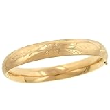 10mm Flower Design Polished & Brushed Bangle Bracelet