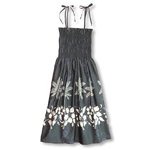 Hibiscus Bottom Band Spaghetti Strap Hawaiian Aloha Smocked Sun Dress