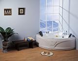 LineaAqua Albina 55 x 55 Jetted Whirlpool 2 Person Bathtub with Dual Headrests, Hand Shower, Bath Tub Filler