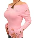 Blue Banana Pink Eyelet Off the Shoulder Jumper