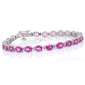11.03ct Pink Topaz and Diamond Bracelet in 14Kt White Gold by Mytreasurez