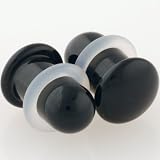 Pair of Glass Single Flared Solid Plugs: 6g Black