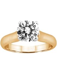 1.00 Ct Round H/I I1 Diamond 18K Yellow Gold Ring