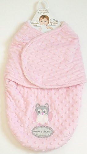 Baby Plush Dot Swaddle Bag for 0-3 Months By Blankets &amp; Beyond Pink Owl Patch