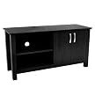 Wood TV Console with Open Shelf - Black