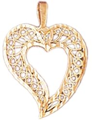 Dazzlers Solid 14k Gold Filigree Heart Charm Pendant Available in three colors from jewelsberry (weights: 1.5 grams only)