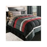 Black Gray Red Boys Kids Loft Style Twin Comforter Sham Sheet Set